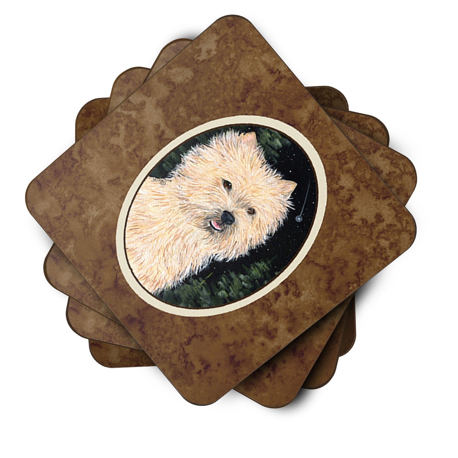 Starry Night Cairn Terrier Foam Coasters Set of 4 Cup Coasters for Indoor Outdoor, Tabletop Protection, Anti Slip, Mouse pad Material