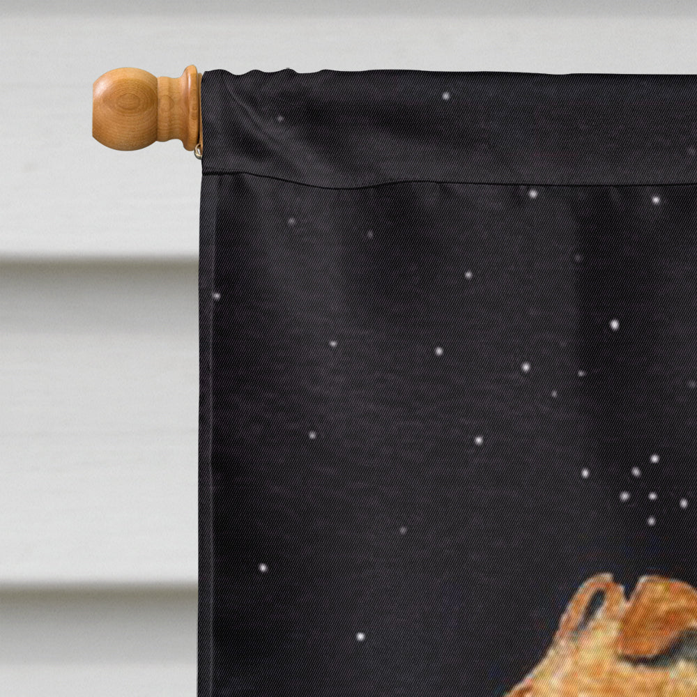 Starry Night Fox Terrier House Flag 28x40 Porch Sleeve Pole Decorative Outside Yard Banner Artwork Wall Hanging, Polyester