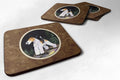Starry Night Fox Terrier Foam Coasters Set of 4 Cup Coasters for Indoor Outdoor, Tabletop Protection, Anti Slip, Mouse pad Material