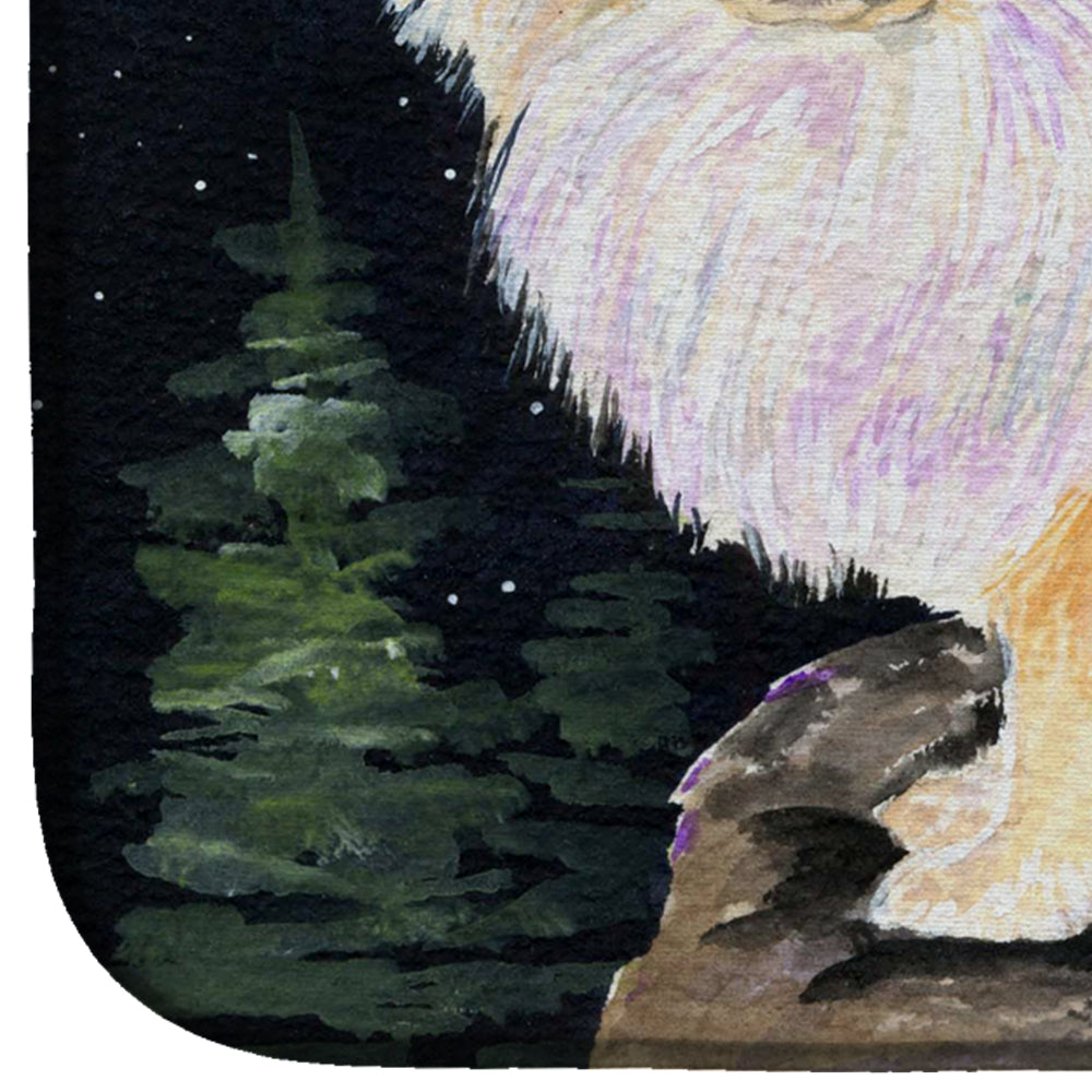Starry Night Tibetan Spaniel Dish Drying Mat Absorbent Dish Drying Mat Pad for Kitchen Counter Dish Drainer Mat for Countertop, 14 x 21", Multicolor