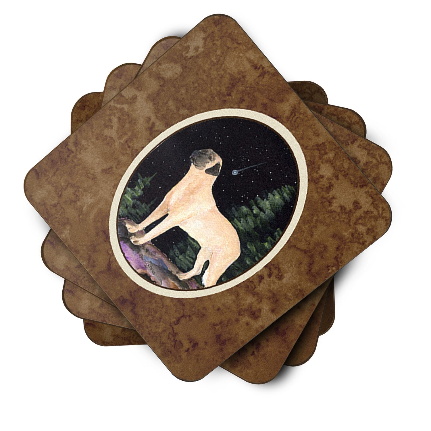 Starry Night Anatolian Shepherd Foam Coasters Set of 4 Cup Coasters for Indoor Outdoor, Tabletop Protection, Anti Slip, Mouse pad Material