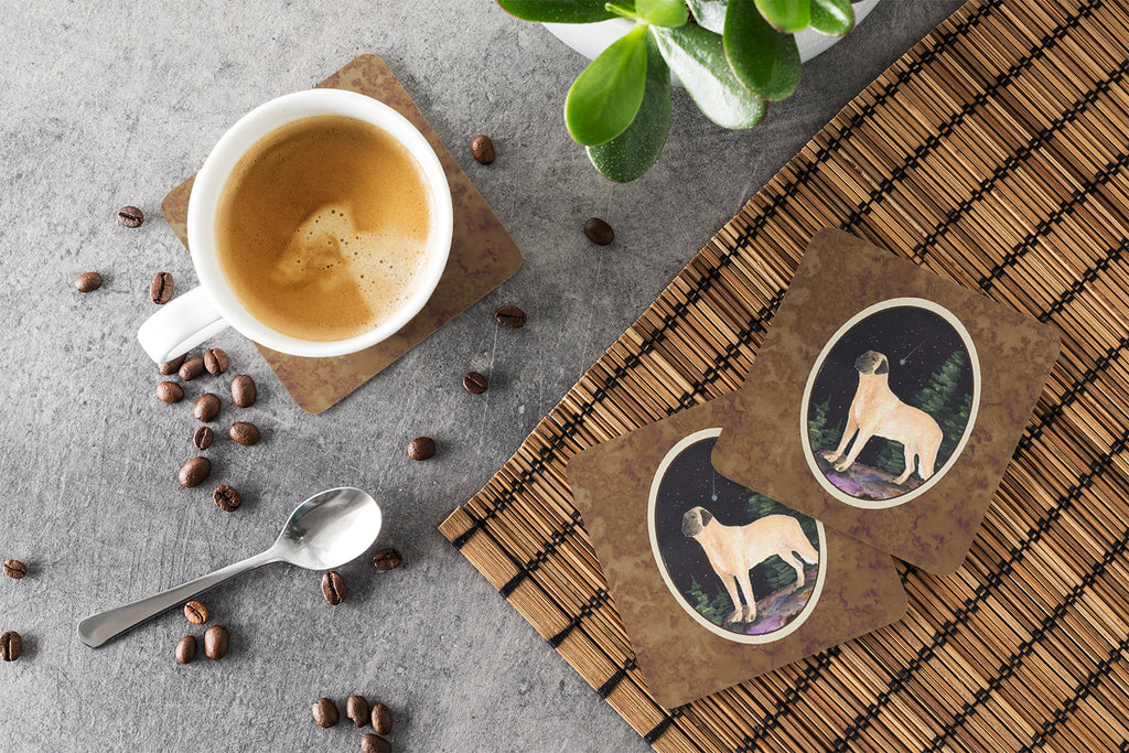 Starry Night Anatolian Shepherd Foam Coasters Set of 4 Cup Coasters for Indoor Outdoor, Tabletop Protection, Anti Slip, Mouse pad Material