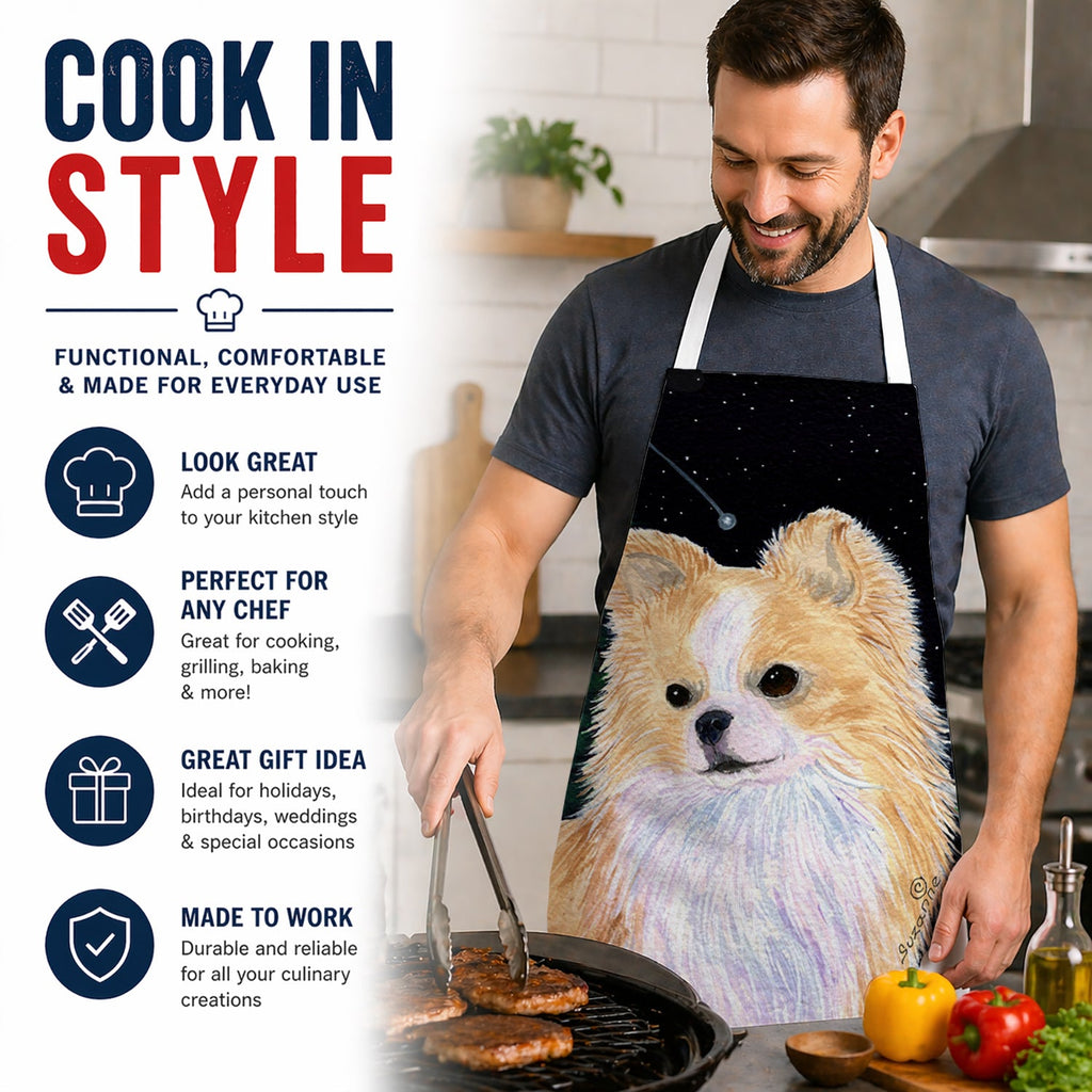 Starry Night Chihuahua Apron Cooking Kitchen Server Baking Crafts Gardening for Adult Women Men, Unisex, Large, Multicolor