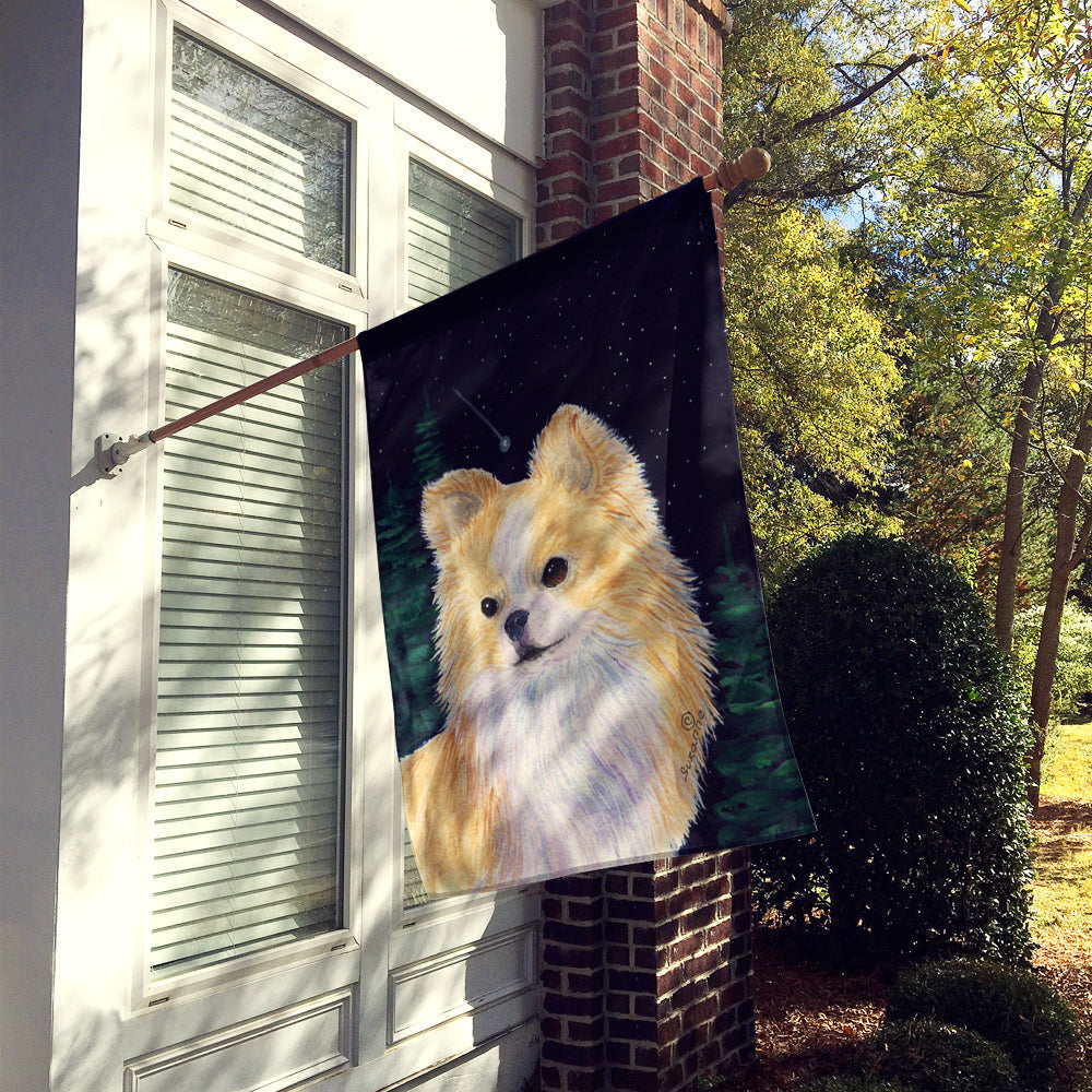 Starry Night Chihuahua House Flag 28x40 Porch Sleeve Pole Decorative Outside Yard Banner Artwork Wall Hanging, Polyester