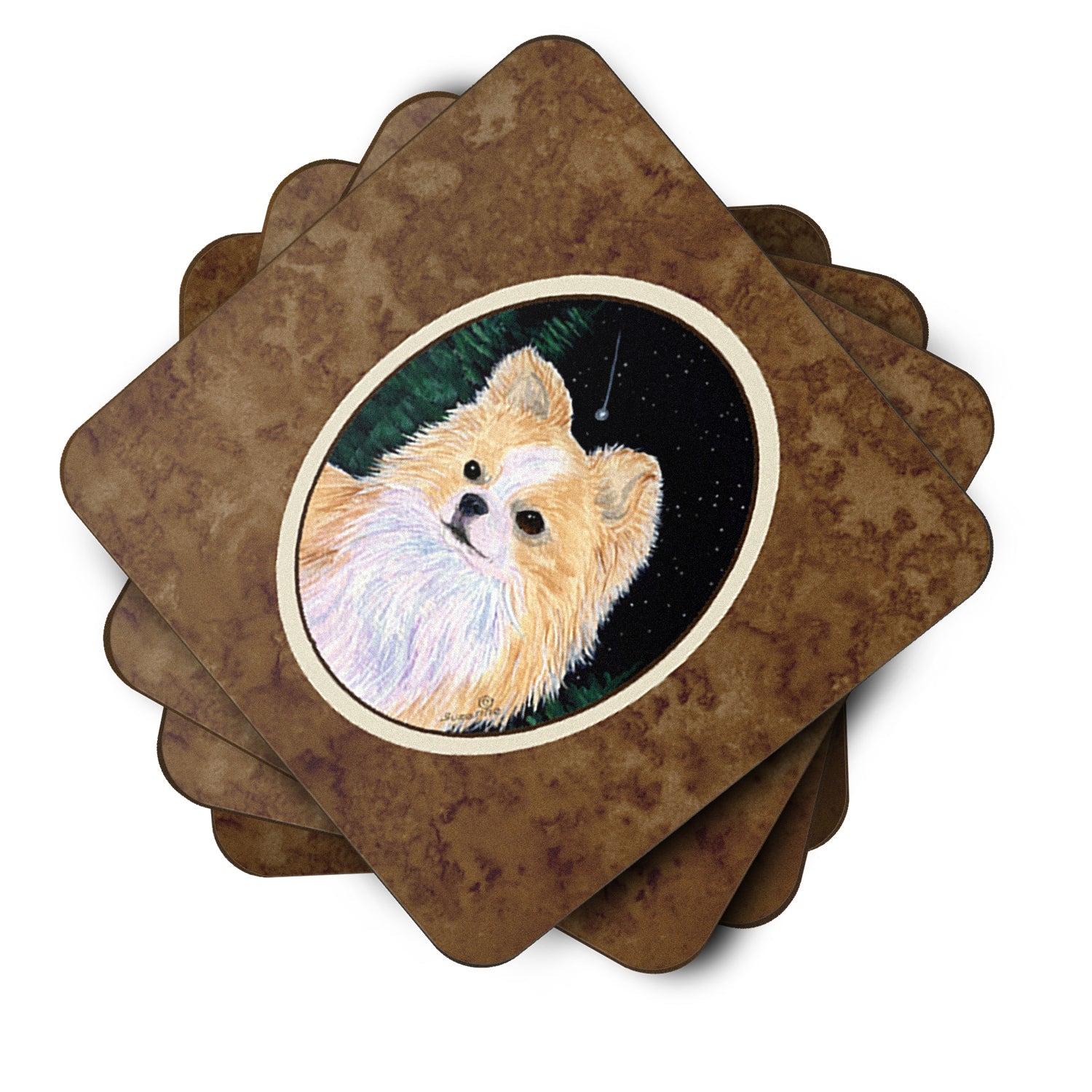 Starry Night Chihuahua Foam Coasters Set of 4 Cup Coasters for Indoor Outdoor, Tabletop Protection, Anti Slip, Mouse pad Material