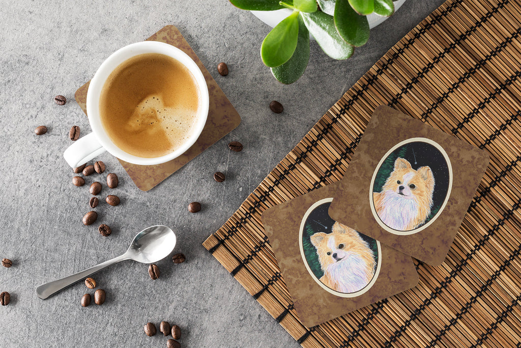 Starry Night Chihuahua Foam Coasters Set of 4 Cup Coasters for Indoor Outdoor, Tabletop Protection, Anti Slip, Mouse pad Material