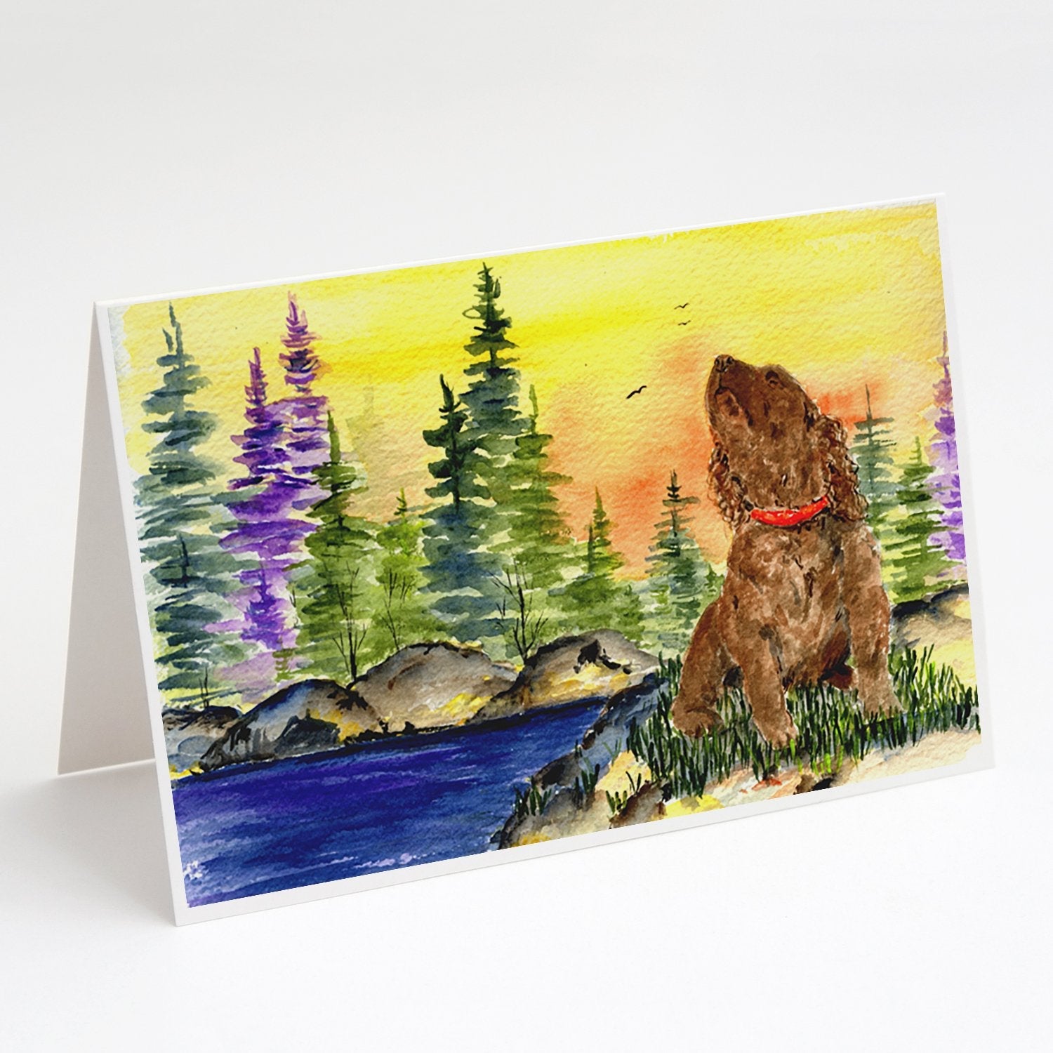 American Water Spaniel Greeting Cards Pack of 8 Blank Cards with Envelopes Whimsical A7 Size 5x7