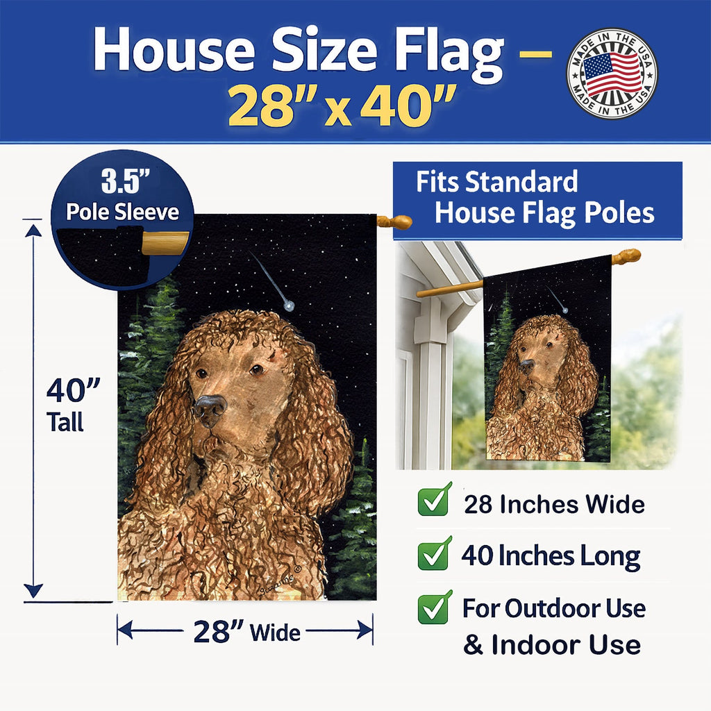 American Water Spaniel House Flag 28x40 Porch Sleeve Pole Decorative Outside Yard Banner Artwork Wall Hanging, Polyester
