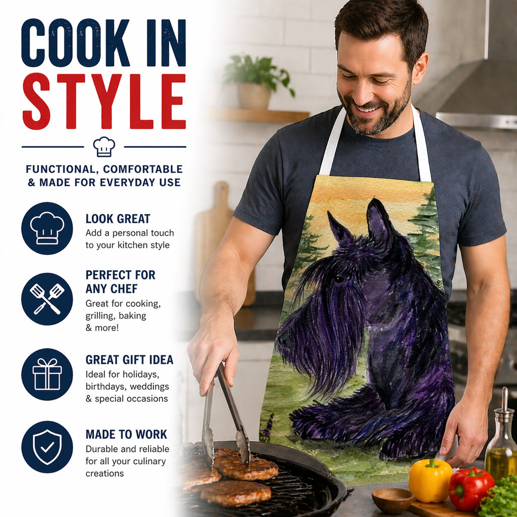 Scottish Terrier Apron Cooking Kitchen Server Baking Crafts Gardening for Adult Women Men, Unisex, Large, Multicolor