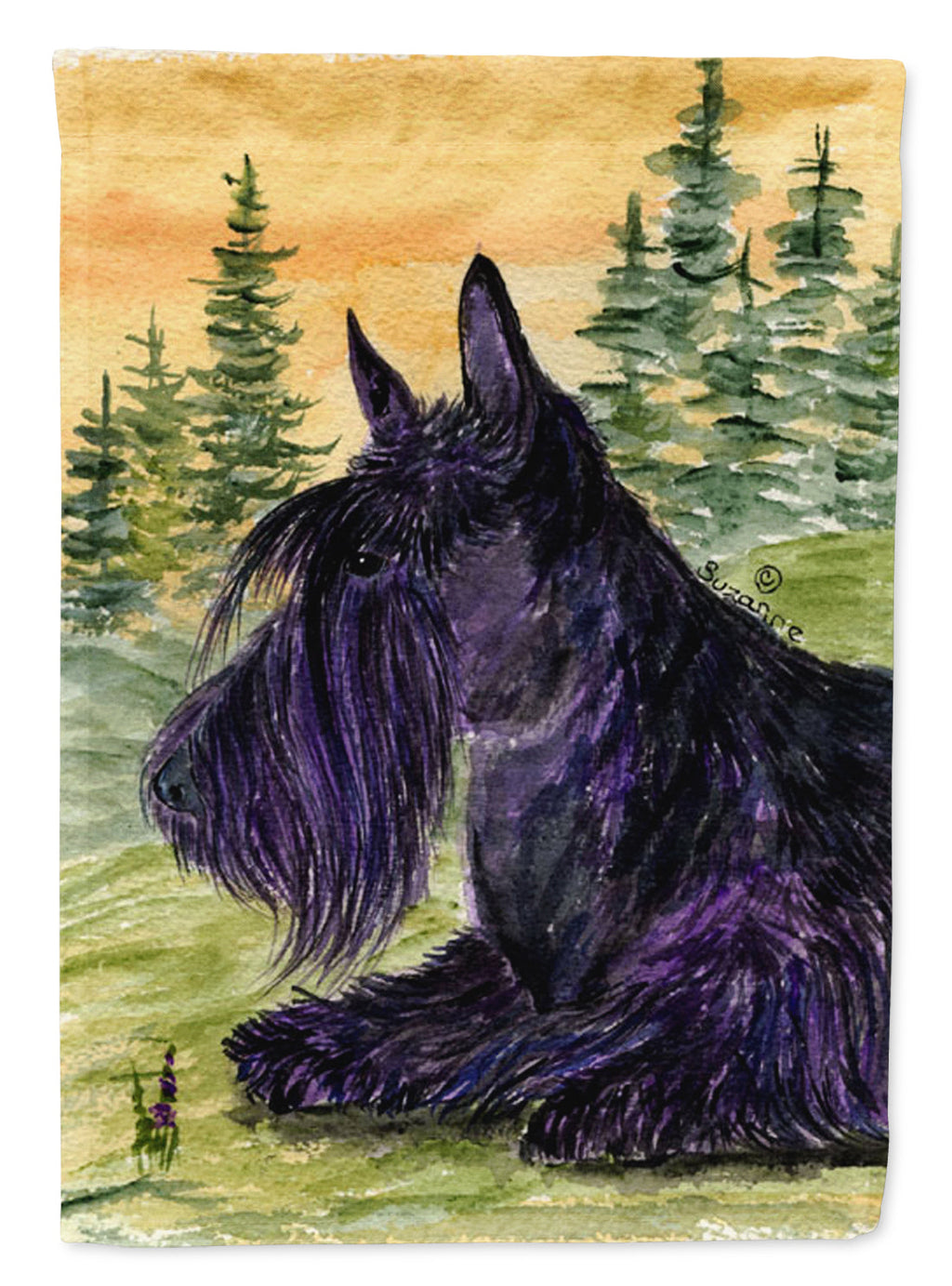 Scottish Terrier House Flag 28x40 Porch Sleeve Pole Decorative Outside Yard Banner Artwork Wall Hanging, Polyester