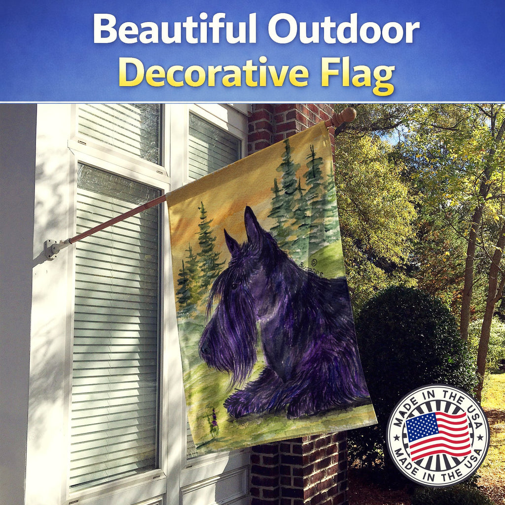 Scottish Terrier House Flag 28x40 Porch Sleeve Pole Decorative Outside Yard Banner Artwork Wall Hanging, Polyester