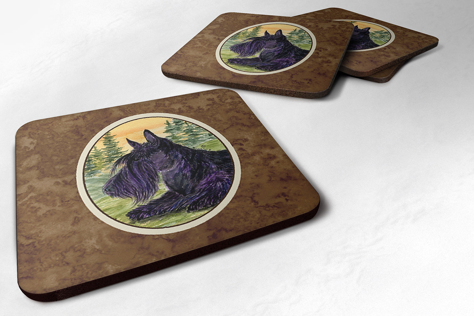 Scottish Terrier Foam Coasters Set of 4 Cup Coasters for Indoor Outdoor, Tabletop Protection, Anti Slip, Mouse pad Material