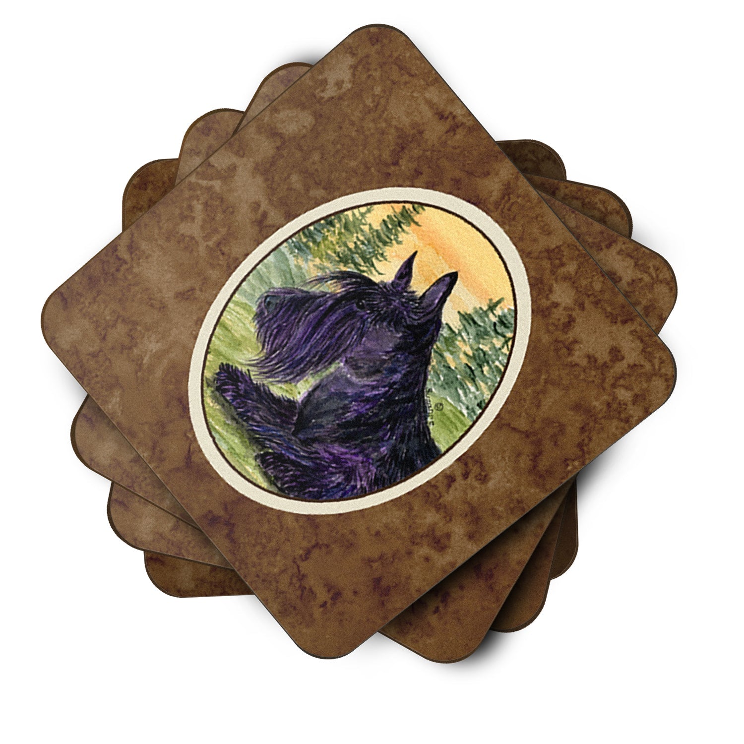 Scottish Terrier Foam Coasters Set of 4 Cup Coasters for Indoor Outdoor, Tabletop Protection, Anti Slip, Mouse pad Material