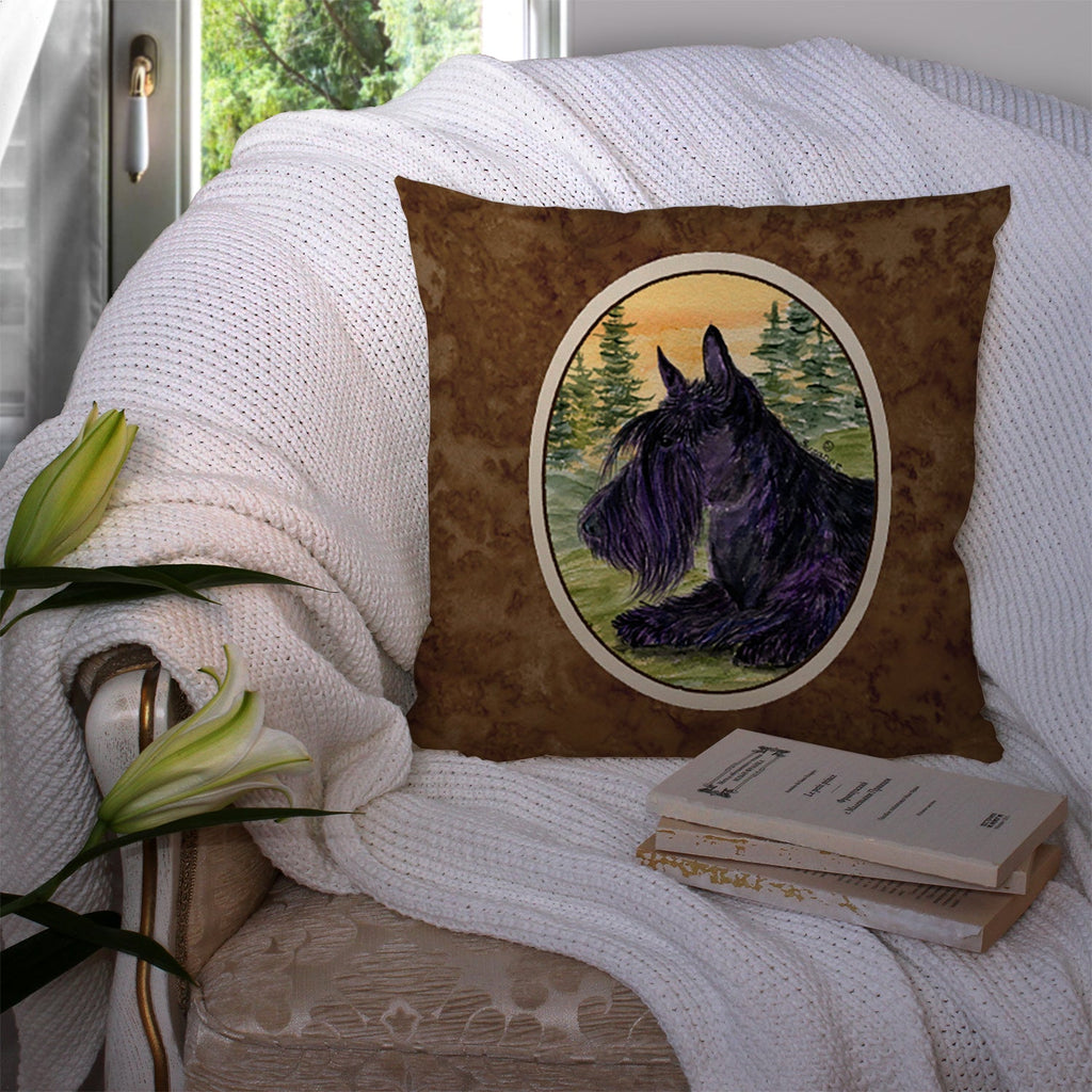 Scottish Terrier Decorative Throw Pillow 14x14 Indoor Outdoor Accent Cushion, Fabric Cover with Insert for Sofa, Bed, Porch & Living Room