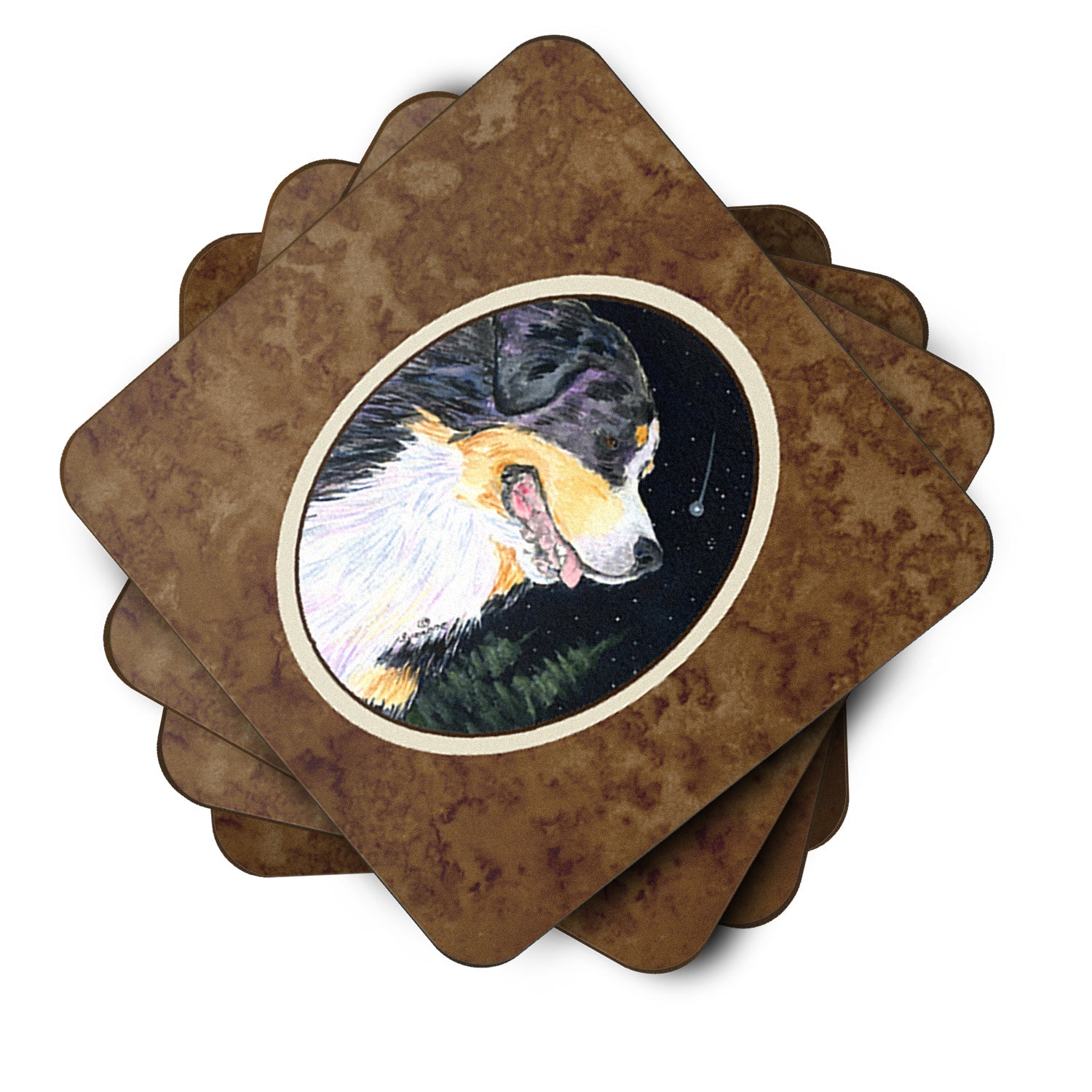 Starry Night Bernese Mountain Dog Foam Coasters Set of 4 Cup Coasters for Indoor Outdoor, Tabletop Protection, Anti Slip, Mouse pad Material