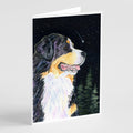 Starry Night Bernese Mountain Dog Greeting Cards Pack of 8 Blank Cards with Envelopes Whimsical A7 Size 5x7