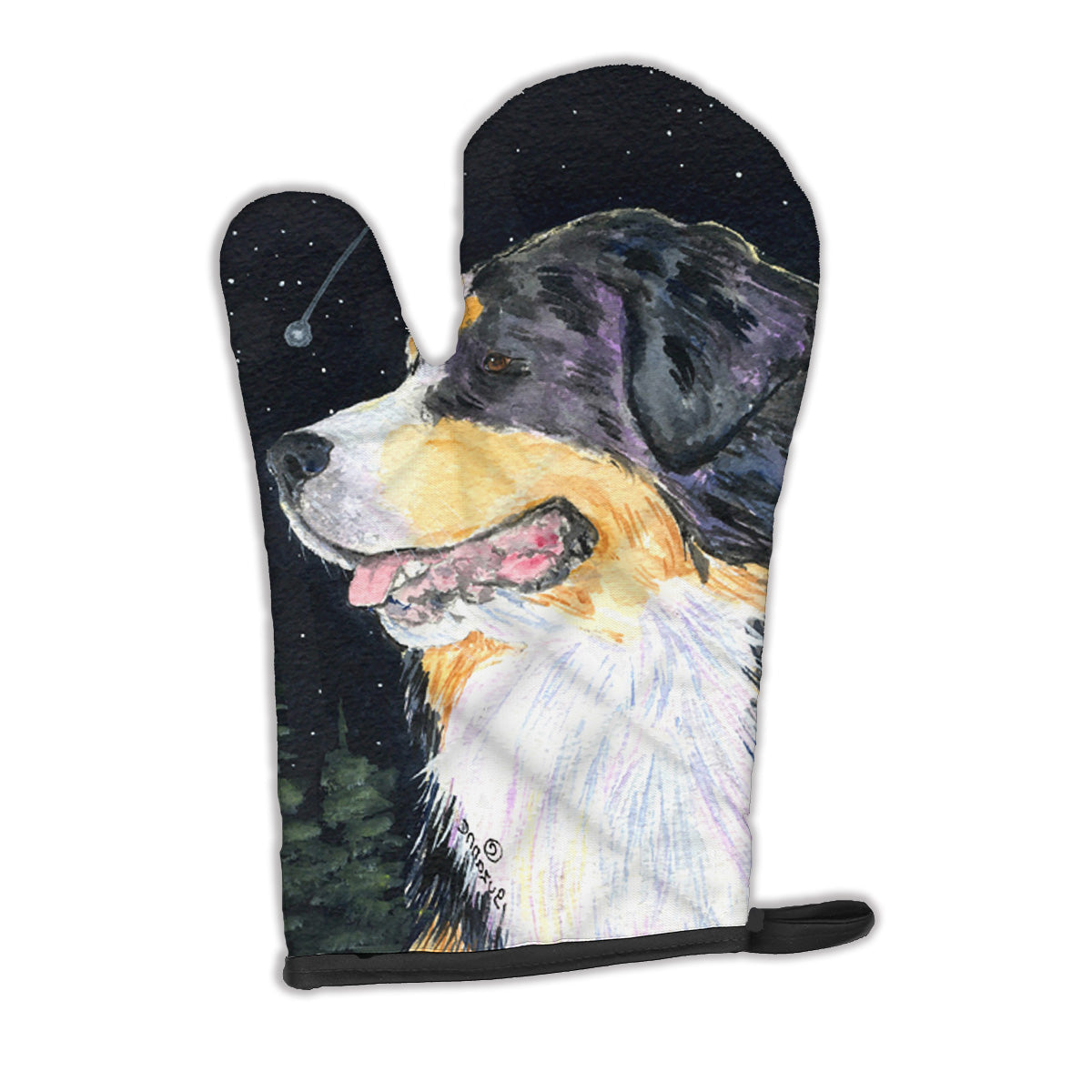 Starry Night Bernese Mountain Dog Oven Mitt Heat Resistant Thick Oven Mitt for Hot Pans and Oven, Kitchen Mitt Protect Hands, Cooking Baking Glove
