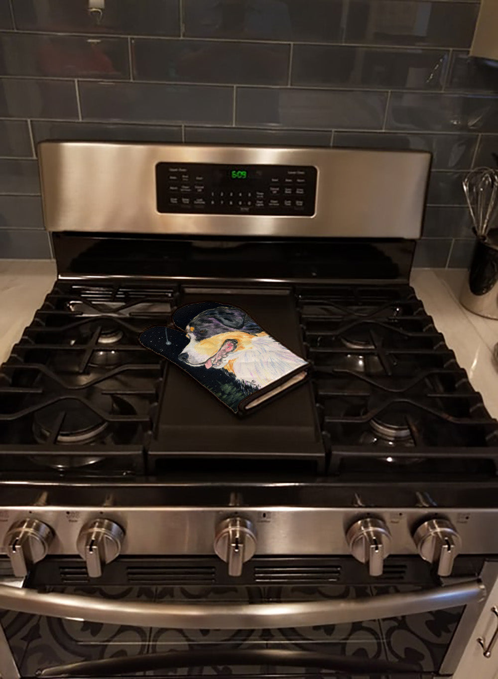 Starry Night Bernese Mountain Dog Oven Mitt Heat Resistant Thick Oven Mitt for Hot Pans and Oven, Kitchen Mitt Protect Hands, Cooking Baking Glove
