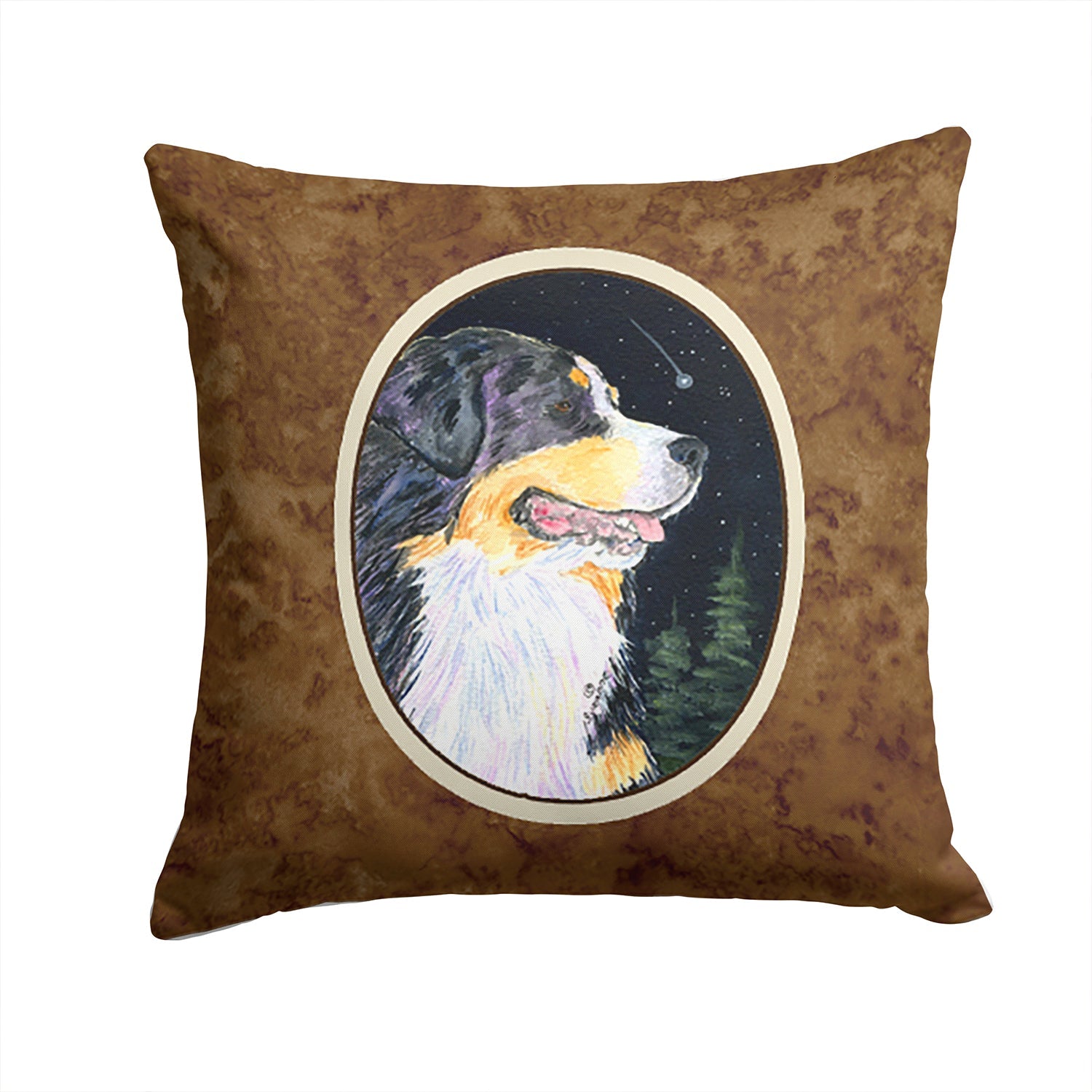Starry Night Bernese Mountain Dog Decorative Throw Pillow 14x14 Indoor Outdoor Accent Cushion, Fabric Cover with Insert for Sofa, Bed, Porch & Living Room