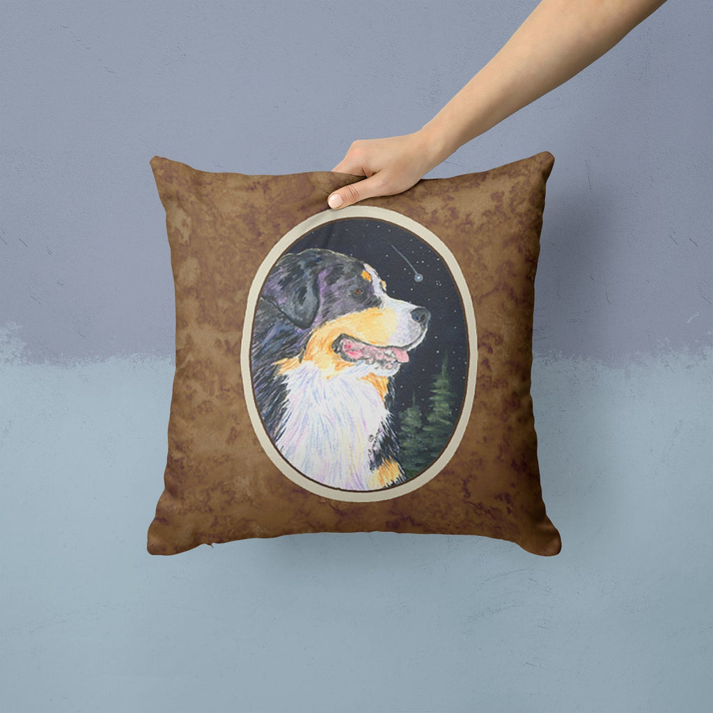 Starry Night Bernese Mountain Dog Decorative Throw Pillow 14x14 Indoor Outdoor Accent Cushion, Fabric Cover with Insert for Sofa, Bed, Porch & Living Room