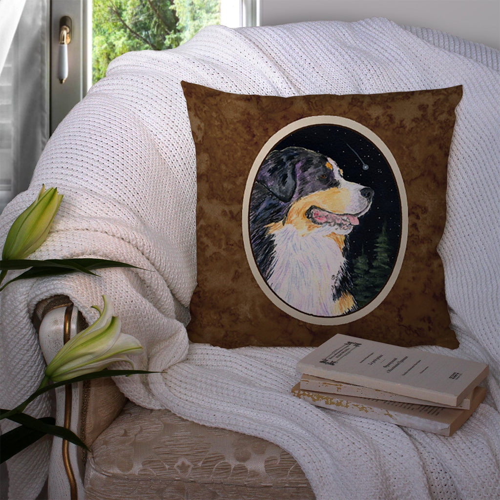 Starry Night Bernese Mountain Dog Decorative Throw Pillow 14x14 Indoor Outdoor Accent Cushion, Fabric Cover with Insert for Sofa, Bed, Porch & Living Room