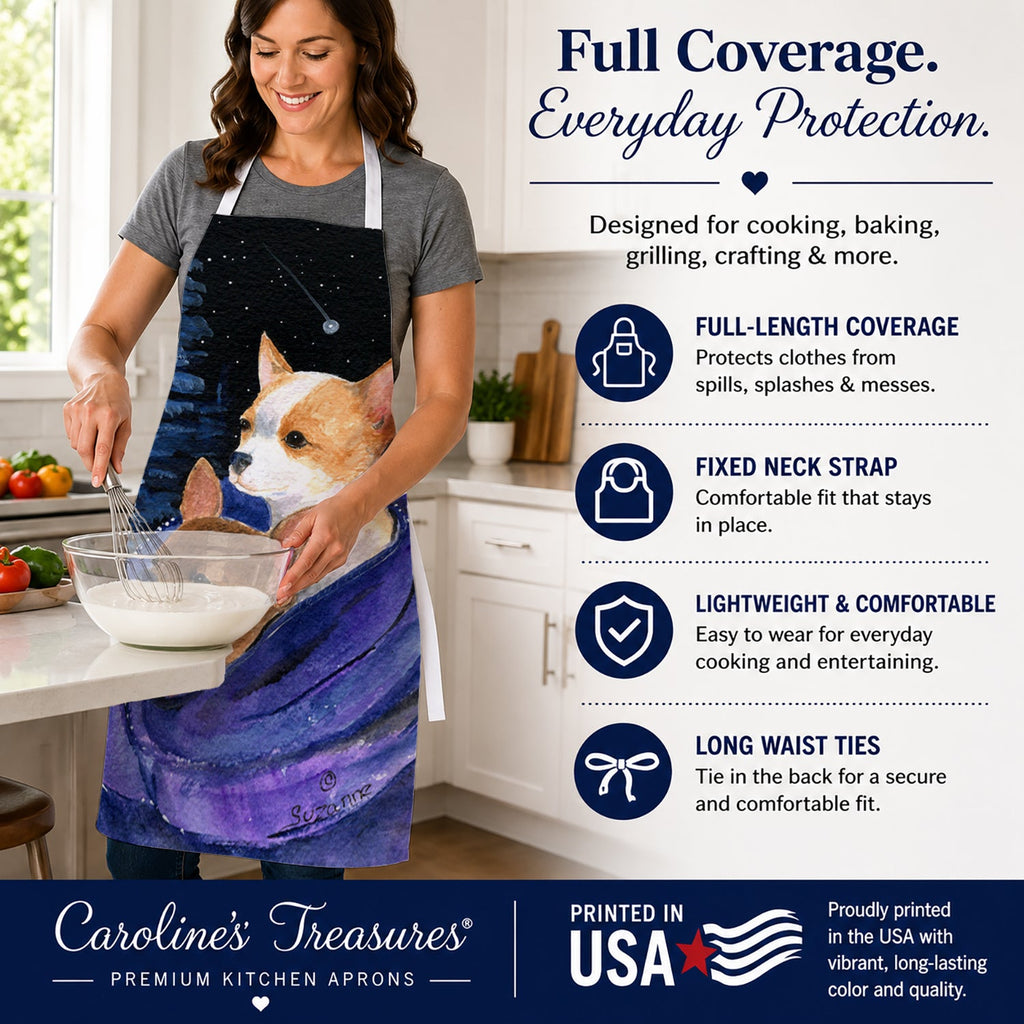Starry Night Chihuahua Apron Cooking Kitchen Server Baking Crafts Gardening for Adult Women Men, Unisex, Large, Multicolor