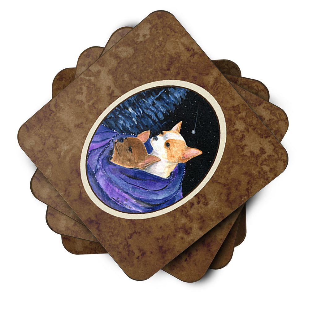 Starry Night Chihuahua Foam Coasters Set of 4 Cup Coasters for Indoor Outdoor, Tabletop Protection, Anti Slip, Mouse pad Material