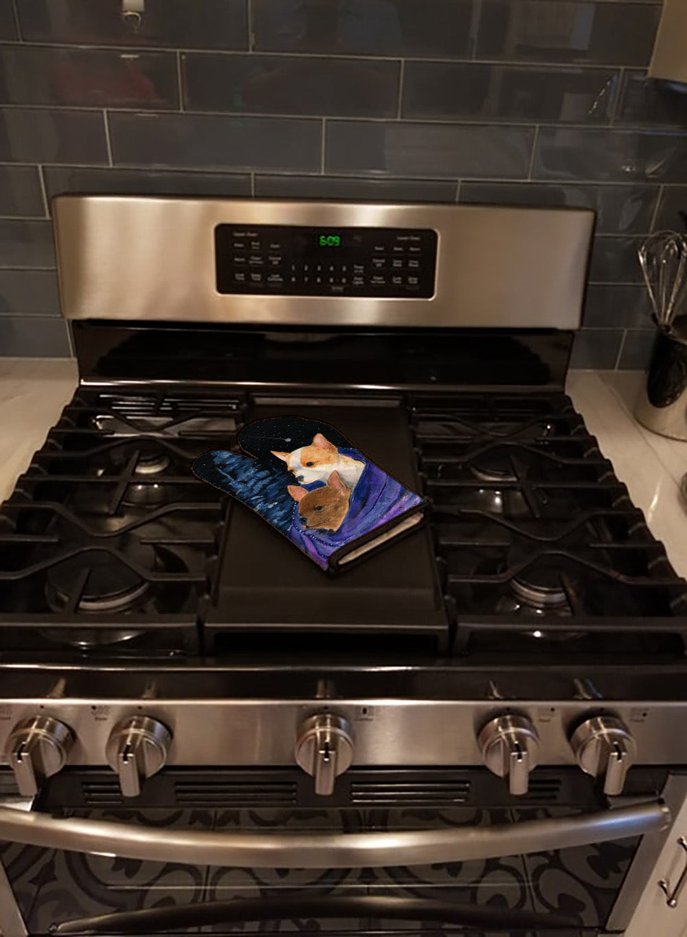 Starry Night Chihuahua Oven Mitt Heat Resistant Thick Oven Mitt for Hot Pans and Oven, Kitchen Mitt Protect Hands, Cooking Baking Glove