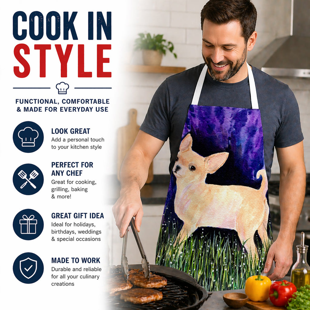 Starry Night Chihuahua Apron Cooking Kitchen Server Baking Crafts Gardening for Adult Women Men, Unisex, Large, Multicolor