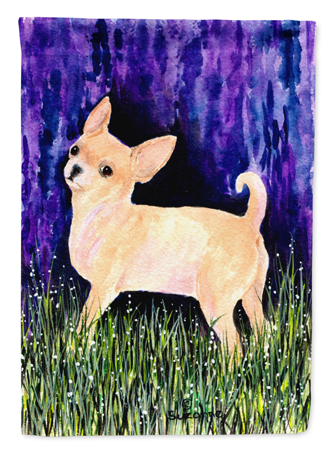 Starry Night Chihuahua House Flag 28x40 Porch Sleeve Pole Decorative Outside Yard Banner Artwork Wall Hanging, Polyester