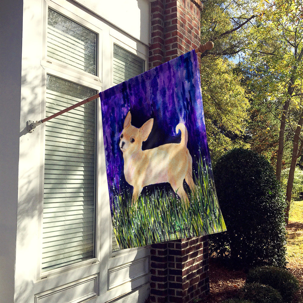 Starry Night Chihuahua House Flag 28x40 Porch Sleeve Pole Decorative Outside Yard Banner Artwork Wall Hanging, Polyester