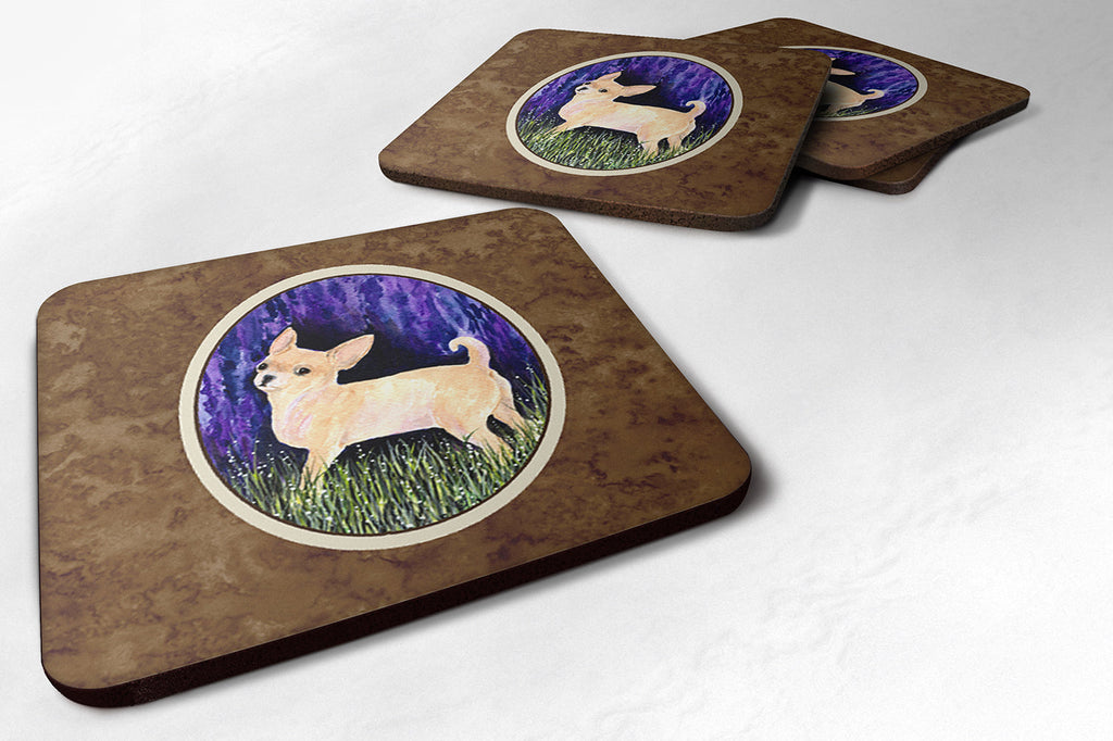 Starry Night Chihuahua Foam Coasters Set of 4 Cup Coasters for Indoor Outdoor, Tabletop Protection, Anti Slip, Mouse pad Material
