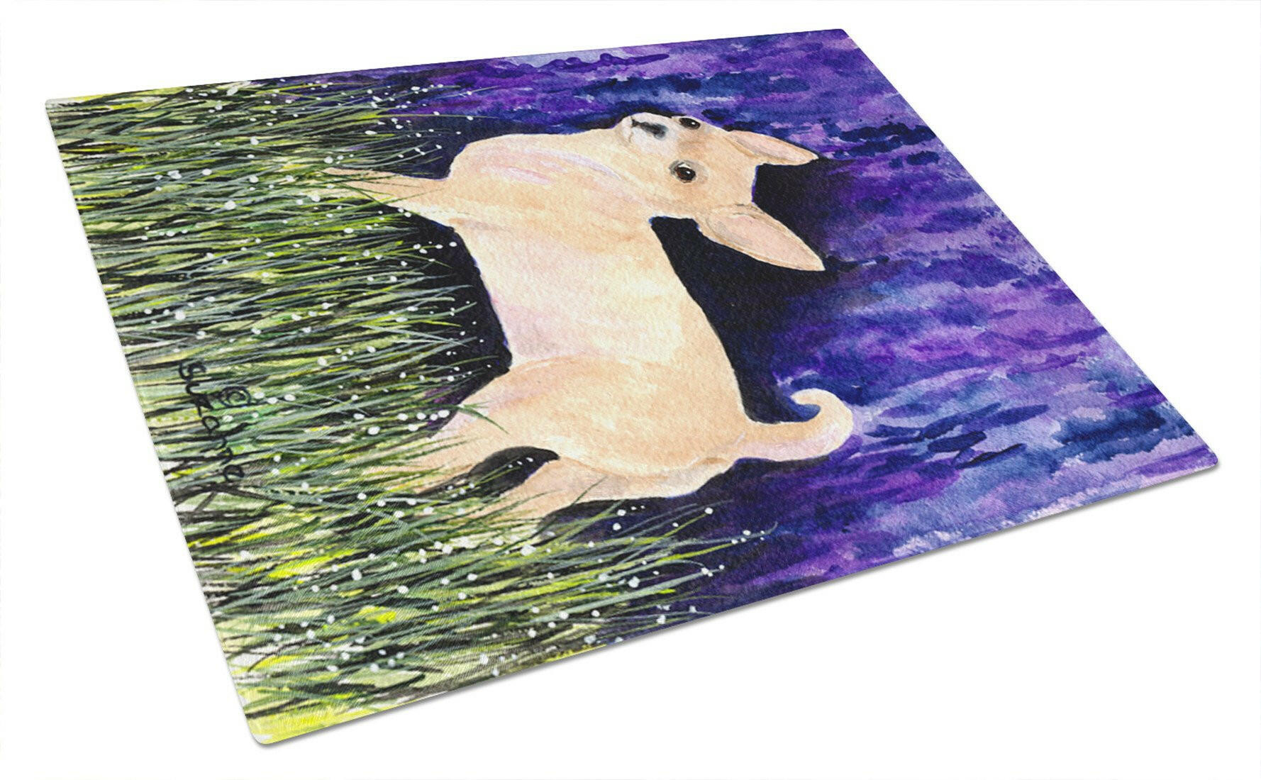 Starry Night Chihuahua Cutting Board Tempered Glass Kitchen Cutting Surface, Heat Resistant Chopping, Non-Slip Feet, Food Prep & Serving
