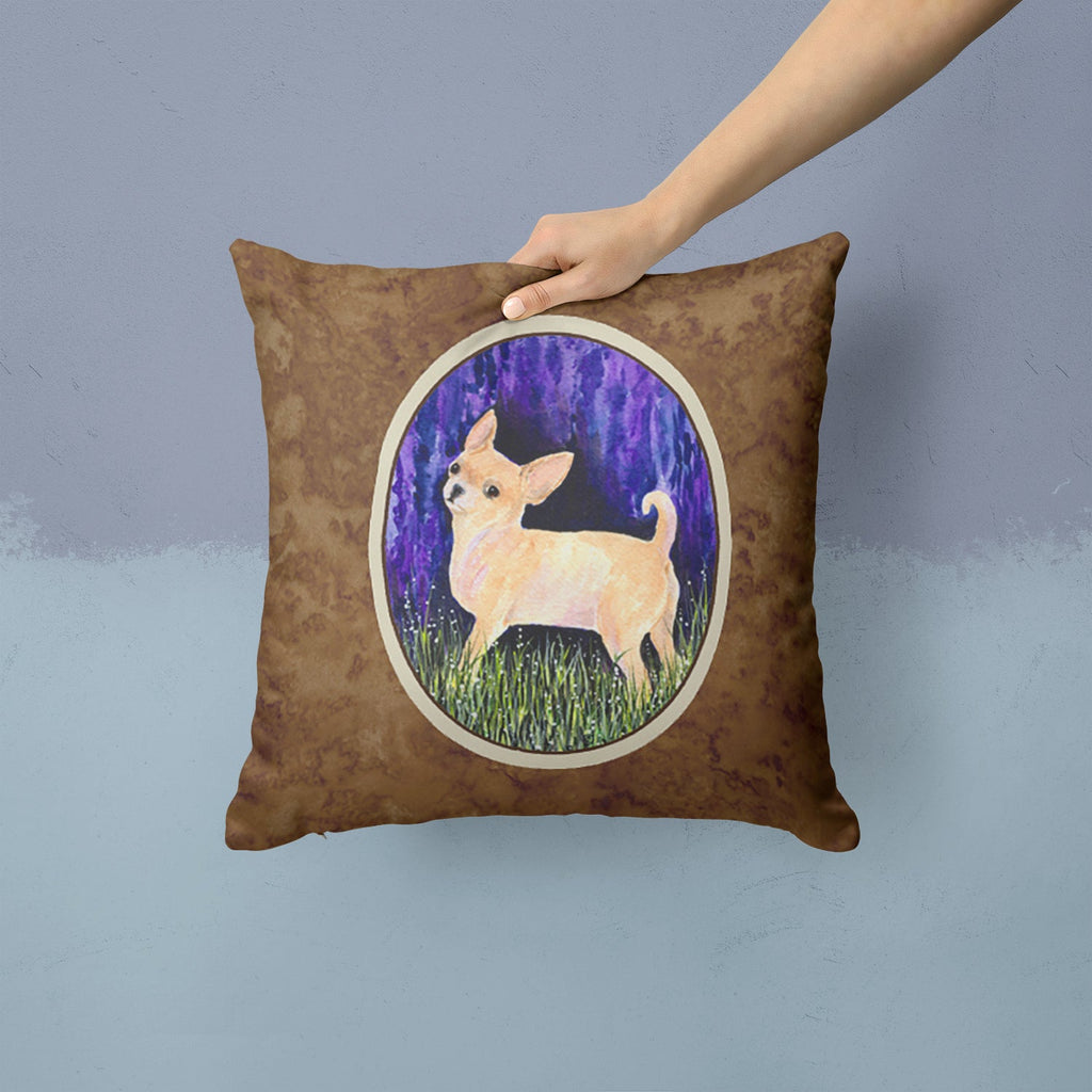 Starry Night Chihuahua Decorative Throw Pillow 14x14 Indoor Outdoor Accent Cushion, Fabric Cover with Insert for Sofa, Bed, Porch & Living Room