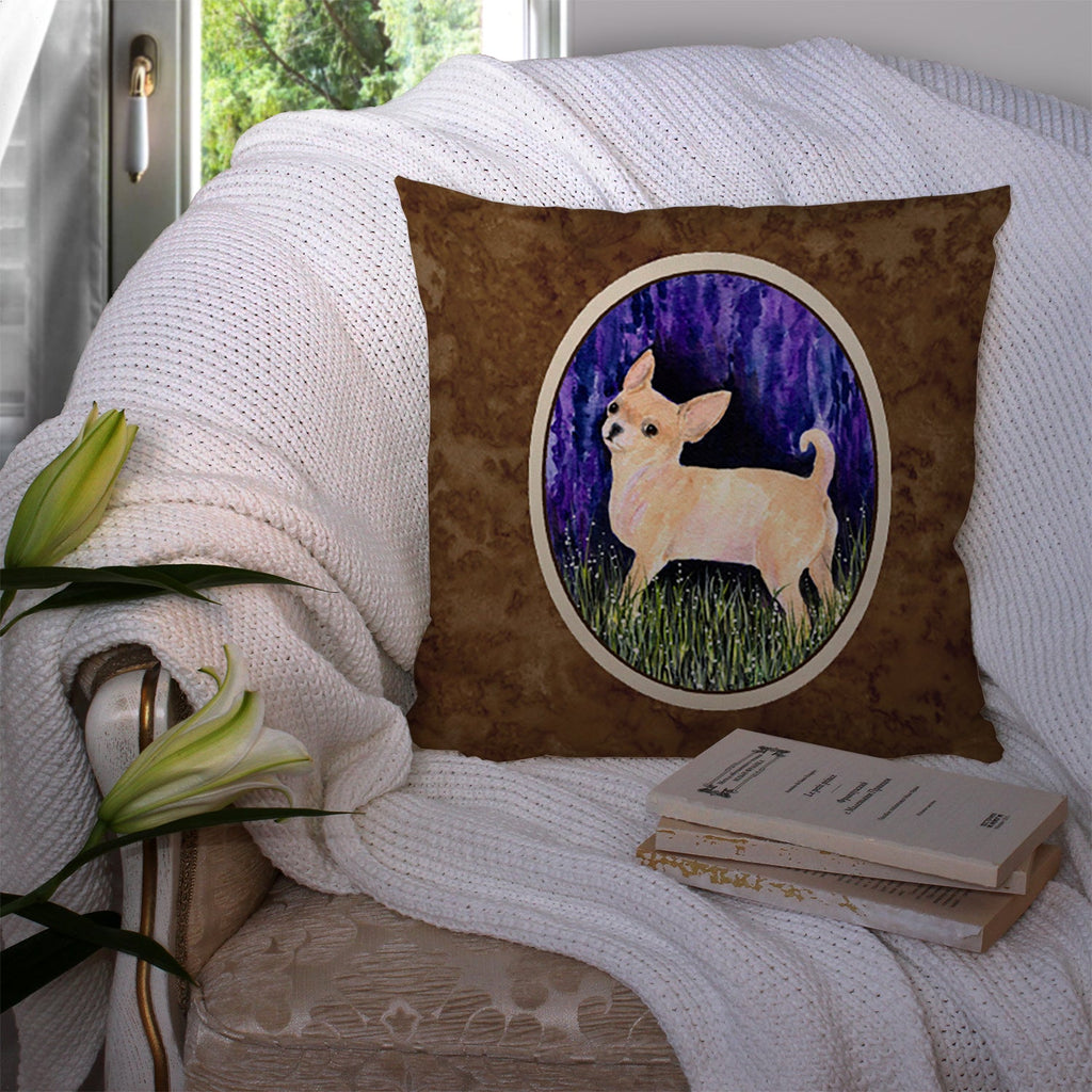 Starry Night Chihuahua Decorative Throw Pillow 14x14 Indoor Outdoor Accent Cushion, Fabric Cover with Insert for Sofa, Bed, Porch & Living Room