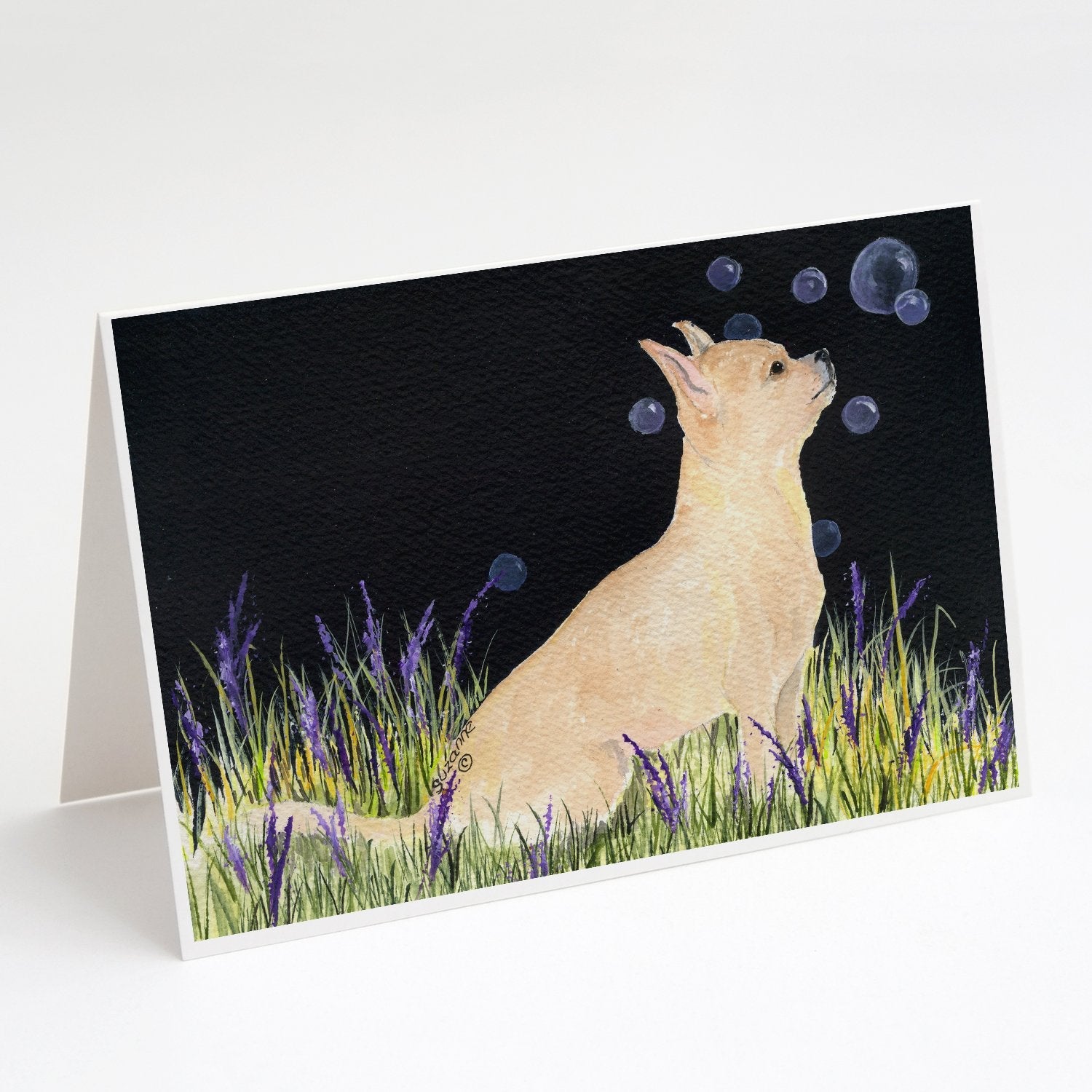 Starry Night Chihuahua Greeting Cards Pack of 8 Blank Cards with Envelopes Whimsical A7 Size 5x7