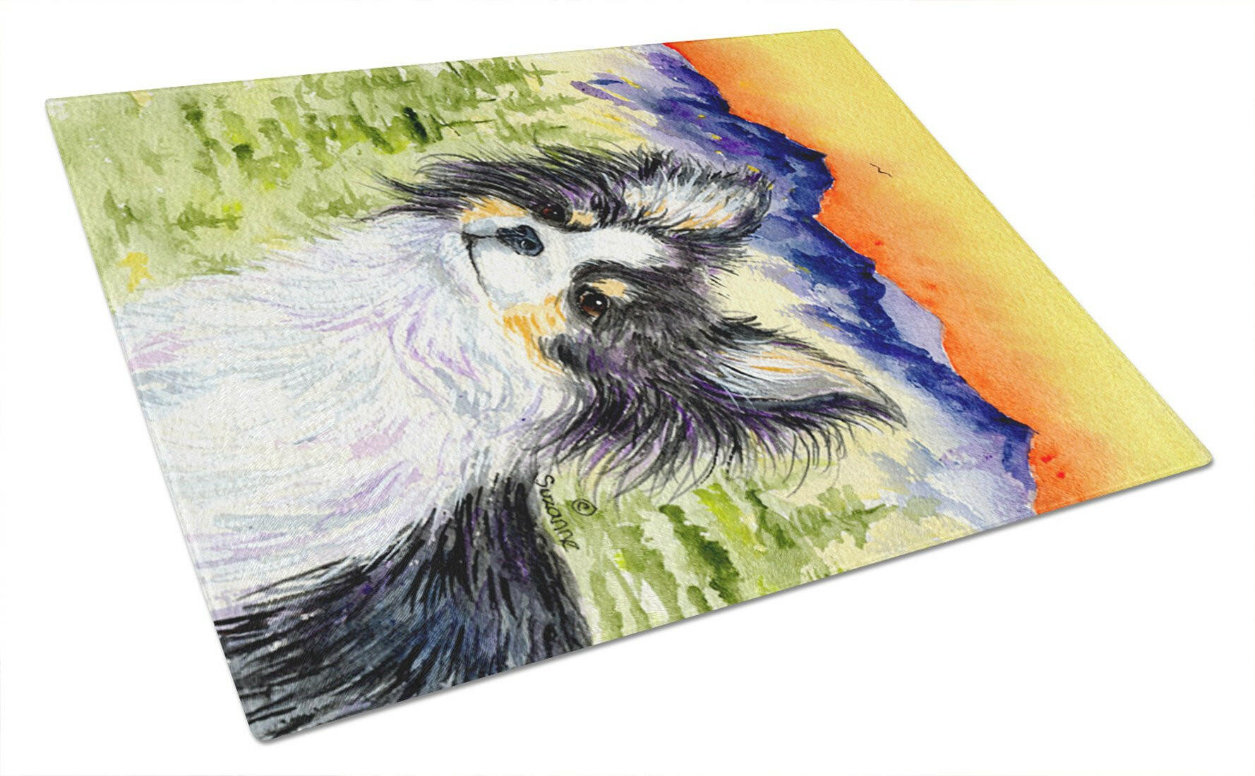 Chihuahua Cutting Board Tempered Glass Kitchen Cutting Surface, Heat Resistant Chopping, Non-Slip Feet, Food Prep & Serving
