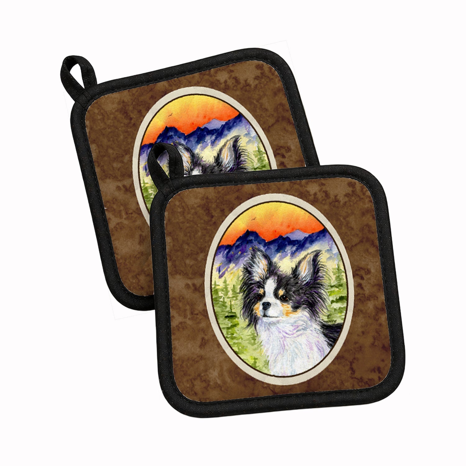 Chihuahua Pot Holder Set of 2 Heat Resistant Quilted Hot Pads 7.5 x 7.5 Inch, Insulated Kitchen Trivets for Cooking & Baking
