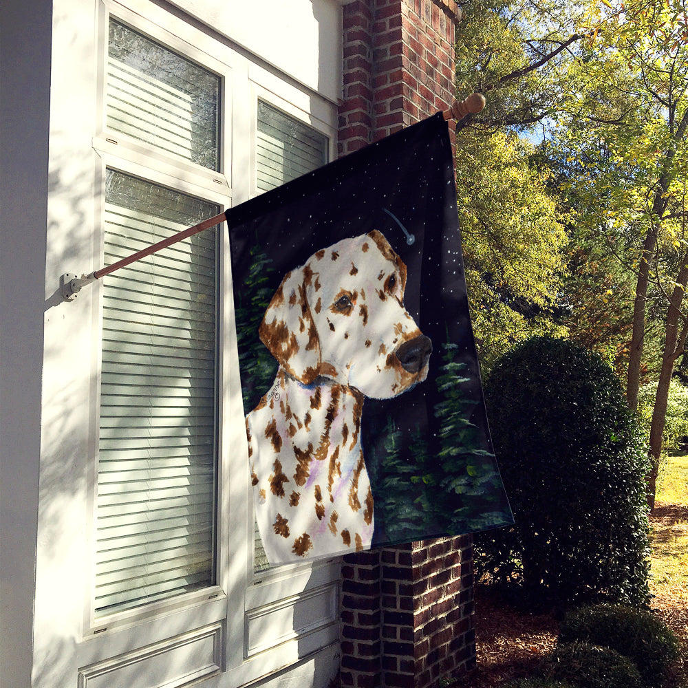 Starry Night Dalmatian House Flag 28x40 Porch Sleeve Pole Decorative Outside Yard Banner Artwork Wall Hanging, Polyester