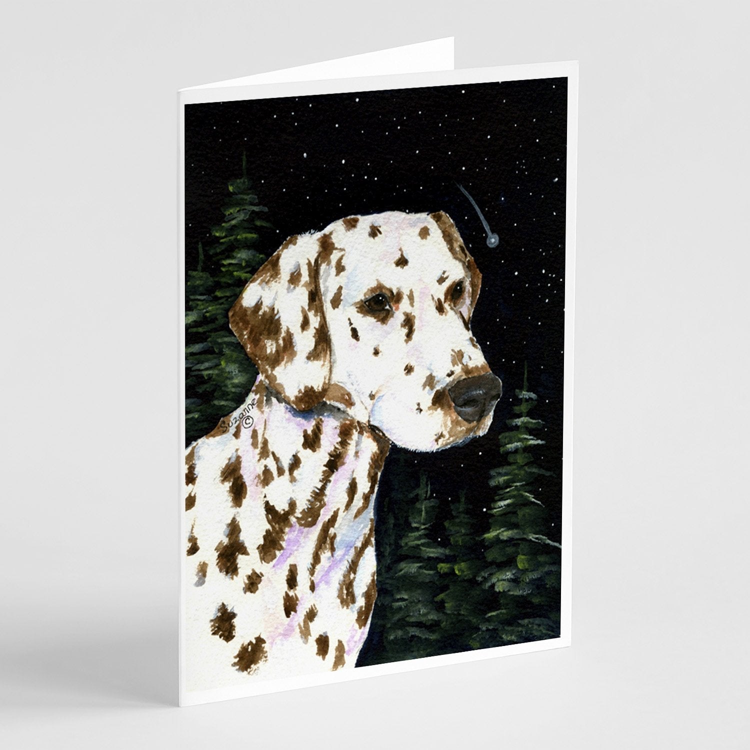 Starry Night Dalmatian Greeting Cards Pack of 8 Blank Cards with Envelopes Whimsical A7 Size 5x7