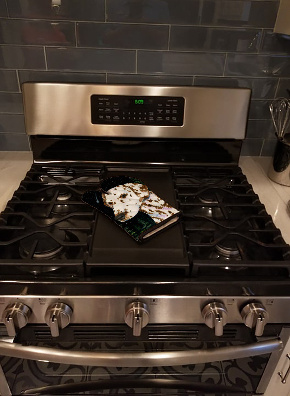 Starry Night Dalmatian Oven Mitt Heat Resistant Thick Oven Mitt for Hot Pans and Oven, Kitchen Mitt Protect Hands, Cooking Baking Glove