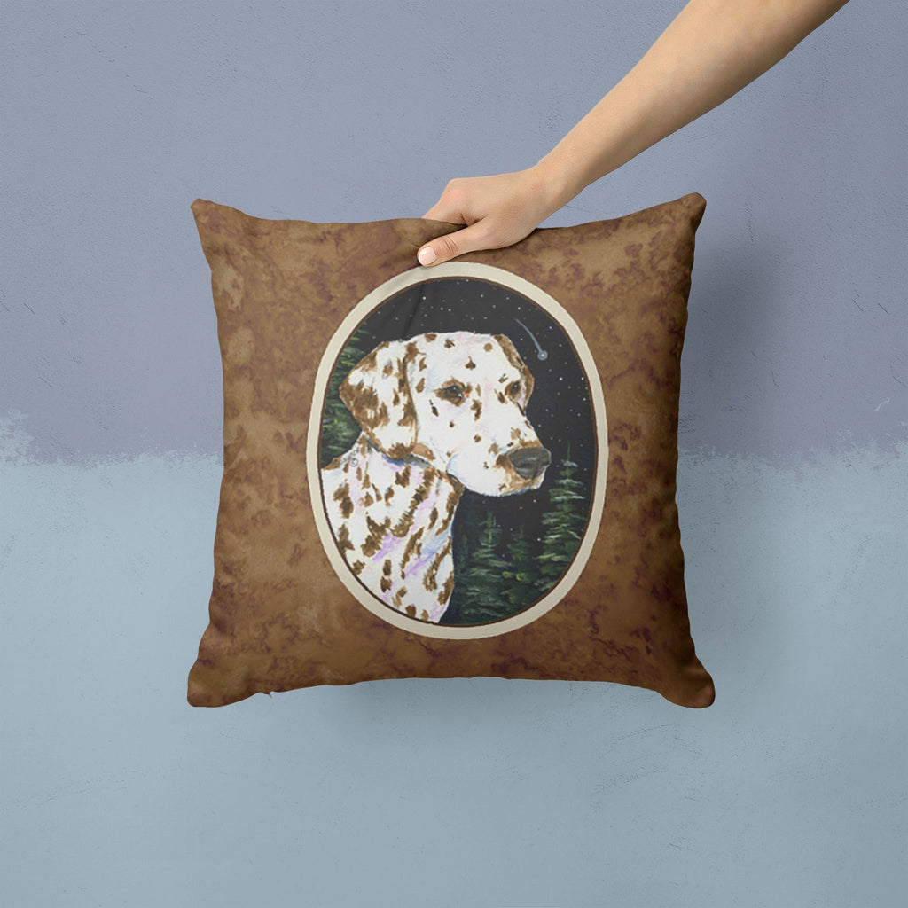 Starry Night Dalmatian Decorative Throw Pillow 14x14 Indoor Outdoor Accent Cushion, Fabric Cover with Insert for Sofa, Bed, Porch & Living Room