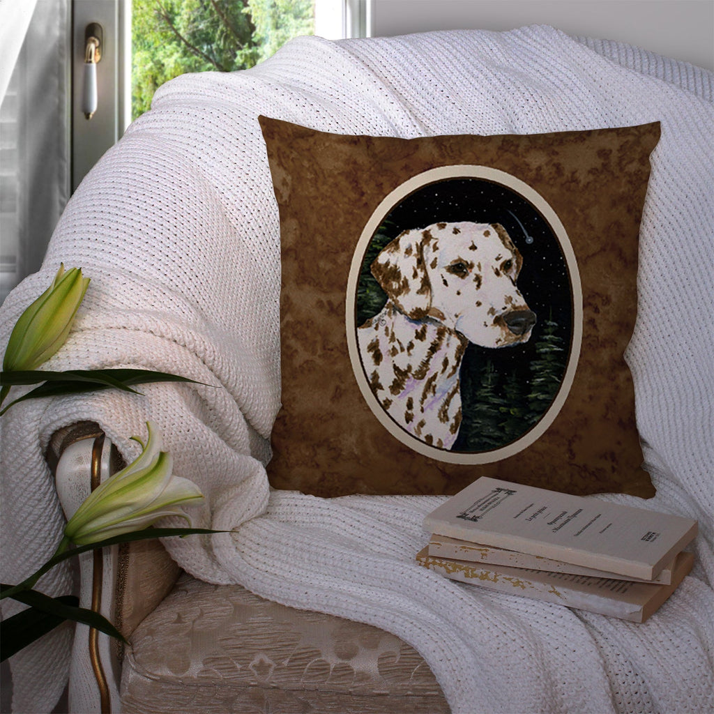 Starry Night Dalmatian Decorative Throw Pillow 14x14 Indoor Outdoor Accent Cushion, Fabric Cover with Insert for Sofa, Bed, Porch & Living Room