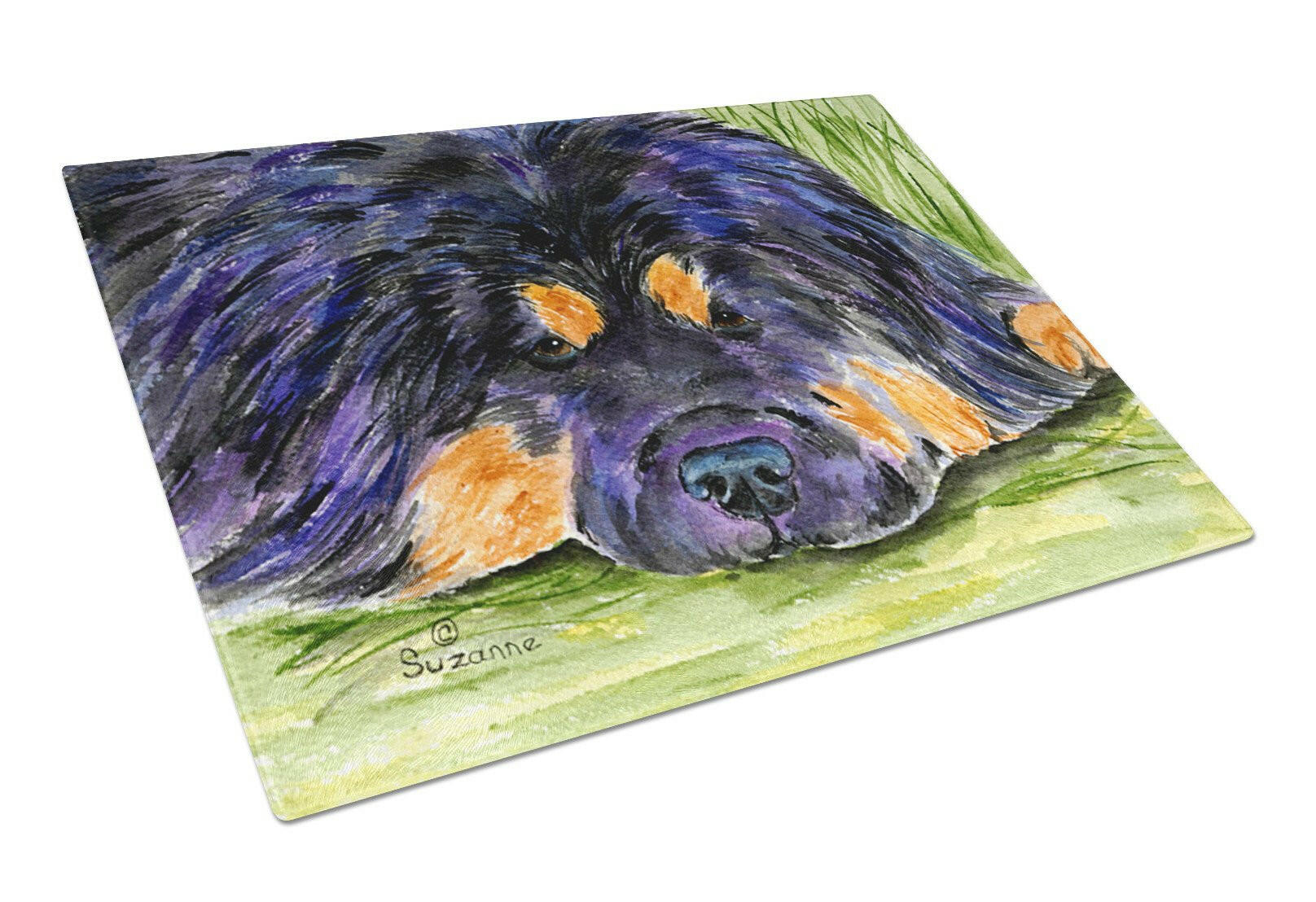 Tibetan Mastiff Cutting Board Tempered Glass Kitchen Cutting Surface, Heat Resistant Chopping, Non-Slip Feet, Food Prep & Serving