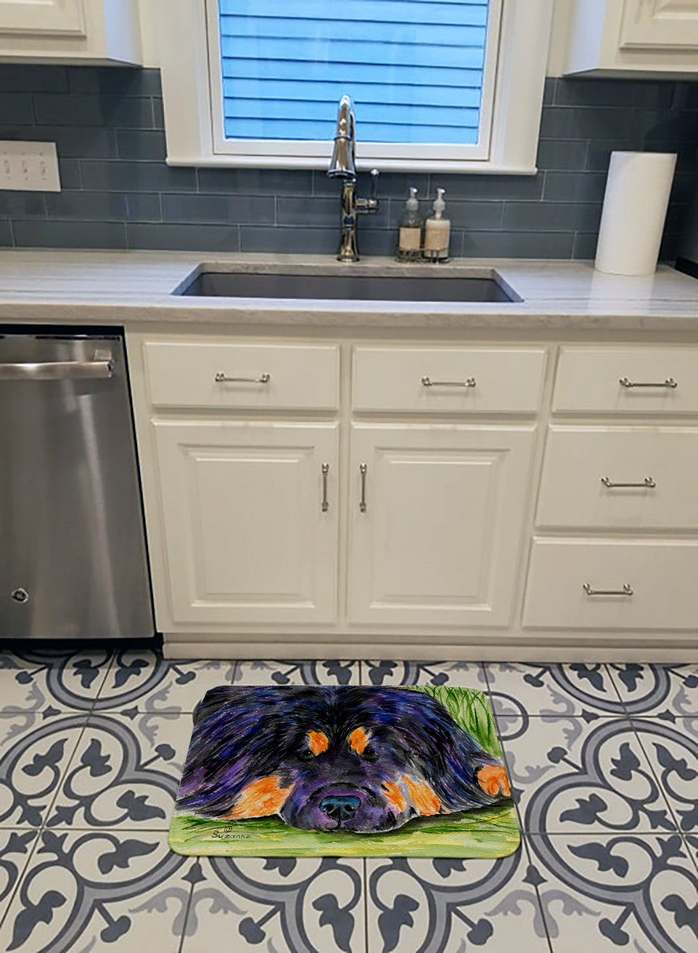 Tibetan Mastiff Memory Foam Kitchen Mat Machine Washable Anti-Fatigue Cushion Comfort Bath or Kitchen Rug