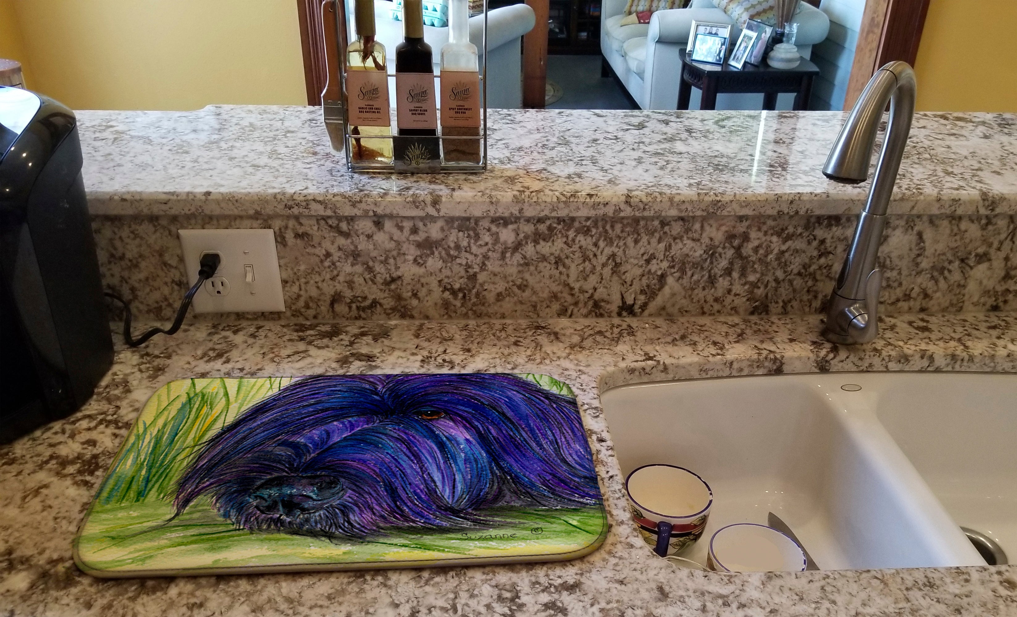Briard Dish Drying Mat Absorbent Dish Drying Mat Pad for Kitchen Counter Dish Drainer Mat for Countertop, 14 x 21", Multicolor