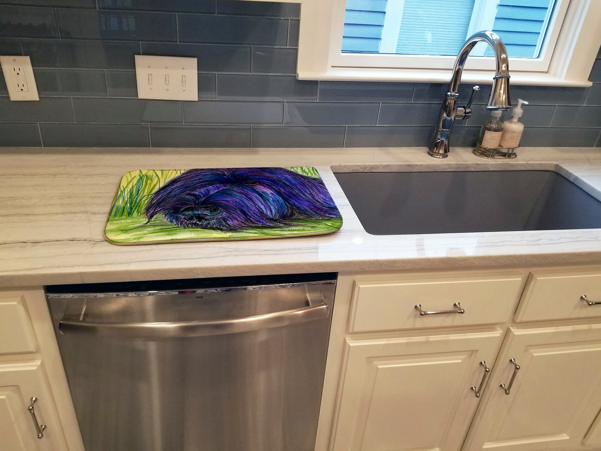 Briard Dish Drying Mat Absorbent Dish Drying Mat Pad for Kitchen Counter Dish Drainer Mat for Countertop, 14 x 21", Multicolor