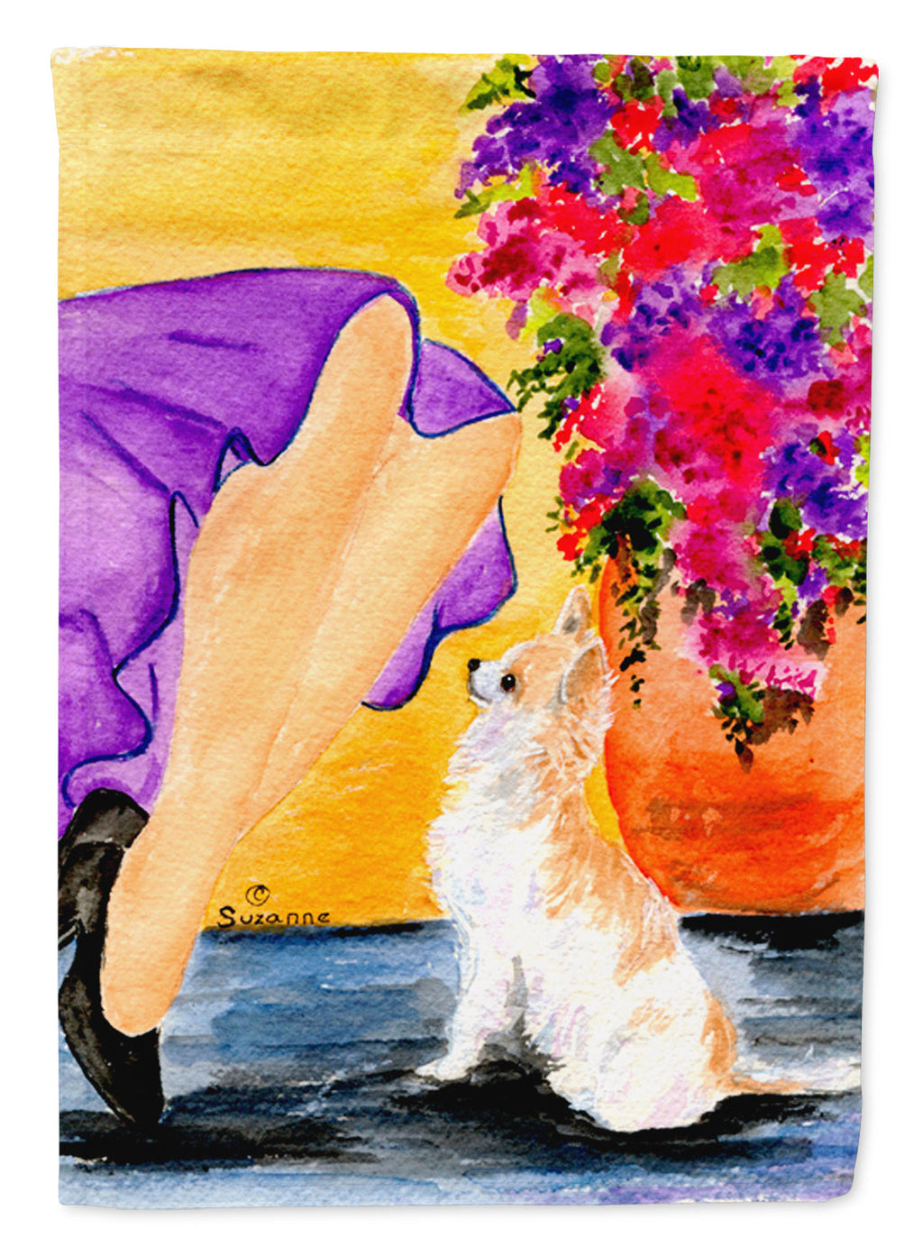 Lady with her Chihuahua House Flag 28x40 Porch Sleeve Pole Decorative Outside Yard Banner Artwork Wall Hanging, Polyester