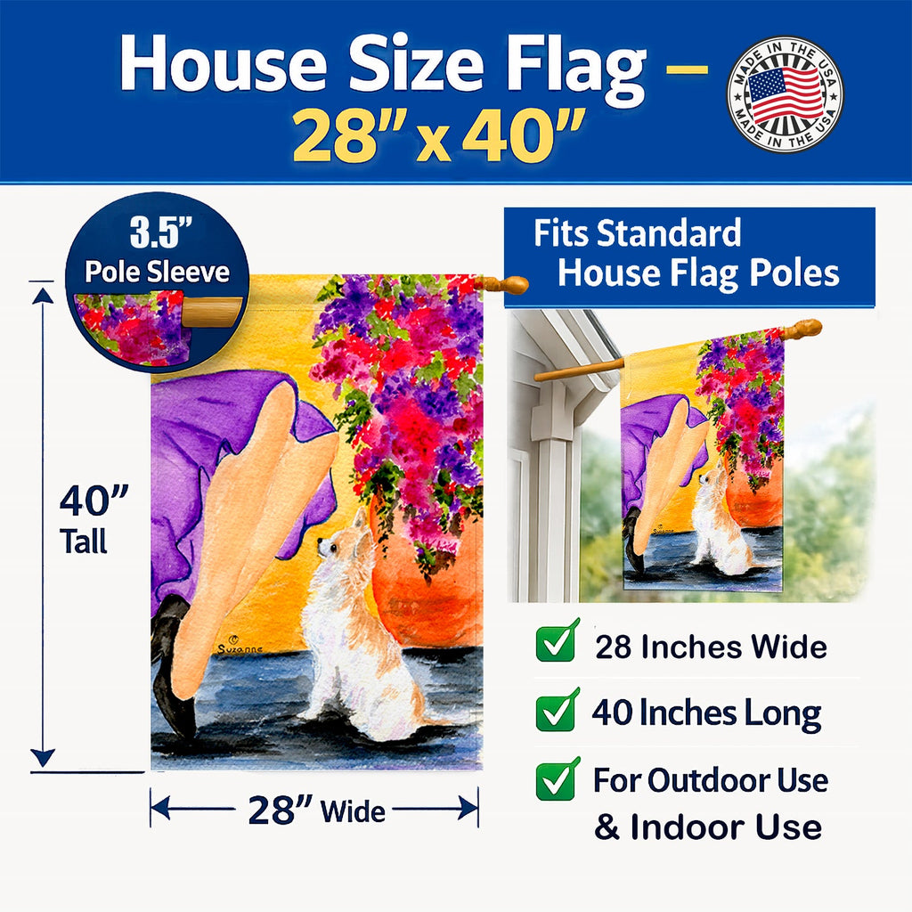 Lady with her Chihuahua House Flag 28x40 Porch Sleeve Pole Decorative Outside Yard Banner Artwork Wall Hanging, Polyester