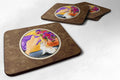 Lady with her Chihuahua Foam Coasters Set of 4 Cup Coasters for Indoor Outdoor, Tabletop Protection, Anti Slip, Mouse pad Material